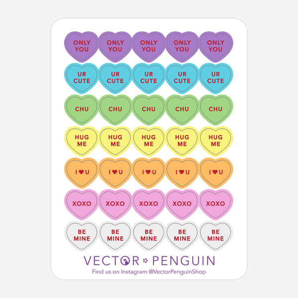 Conversation Hearts Journal Sticker Sheet