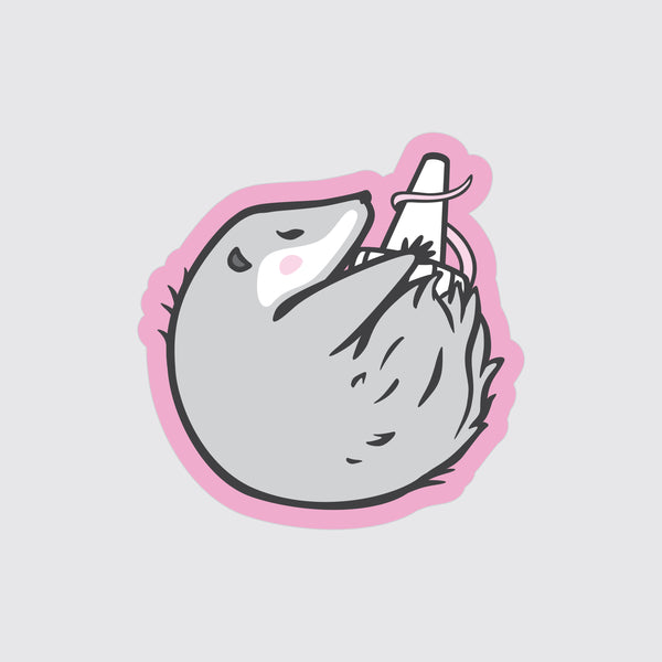 Vinyl Pink Opossum Sticker