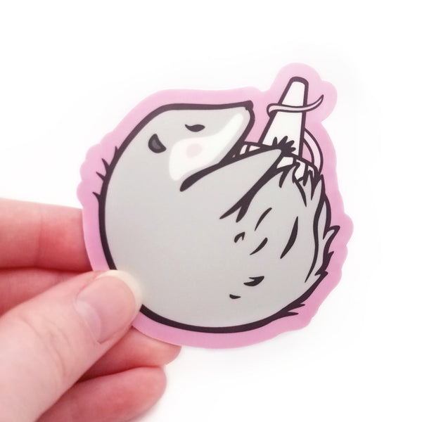 Vinyl Pink Opossum Sticker