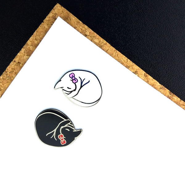 Black Sleeping Cat Pin